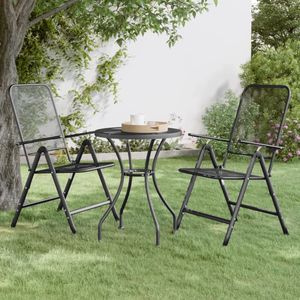 vidaXL - Tuinstoelen - Antracietkleurig - Metaalgaas - Inklapbaar - Set van 2