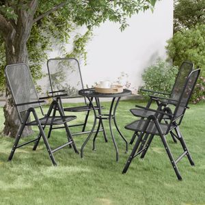 vidaXL - Tuinstoelen - inklapbaar - 4 - st - metaalgaas - antracietkleurig