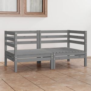 vidaXL - Tuinbank - 2-zits - massief - grenenhout - grijs