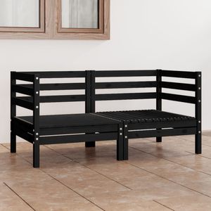 2-Sitzer-Gartensofa Schwarz Kiefer Massivholz Vidaxl