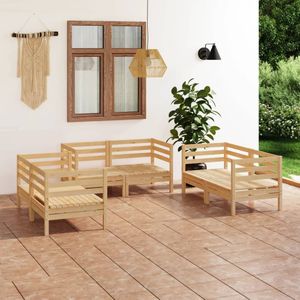 VidaXL 6-delige Loungeset Massief Grenenhout