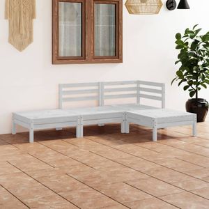 vidaXL 4-tlg. Garten-Lounge-Set Weiß Massivholz Kiefer