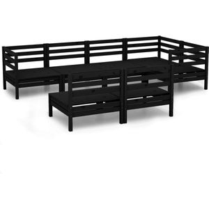 7-tlg. Garten-Lounge-Set Massivholz Kiefer Schwarz Vidaxl