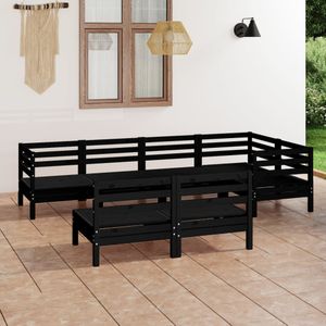 7-tlg. Garten-Lounge-Set Massivholz Kiefer Schwarz Vidaxl