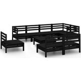 vidaXL 9-delige Loungeset massief grenenhout zwart