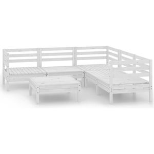 vidaXL 6-tlg. Garten-Lounge-Set Massivholz Kiefer Weiß