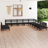 Vidaxl - 11-tlg. Garten-Lounge-Set Massivholz Kiefer Schwarz