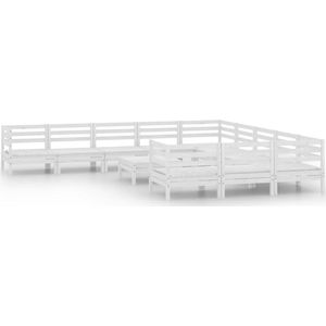 vidaXL 12-tlg. Garten-Lounge-Set Weiß Massivholz Kiefer