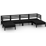 6-tlg. Garten-Lounge-Set Schwarz Massivholz Kiefer Vidaxl