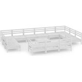 VidaXL Loungeset 14-delig Massief Grenenhout Wit