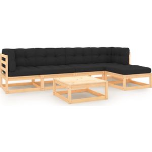 vidaXL 6-tlg. Garten-Lounge-Set mit Kissen Massivholz Kiefer
