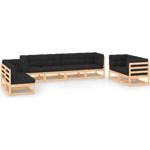 vidaXL 8-tlg. Garten-Lounge-Set mit Kissen Massivholz Kiefer