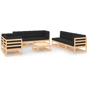 vidaXL 9-tlg. Garten-Lounge-Set mit Kissen Massivholz Kiefer