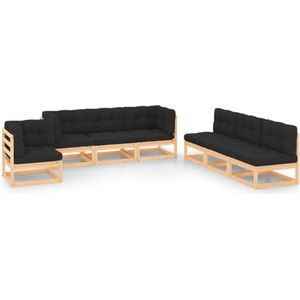 vidaXL 7-delige Loungeset met kussens massief grenenhout