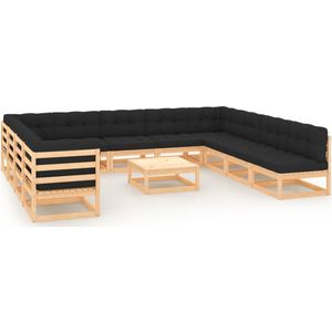 Vidaxl - 12-tlg. Garten-Lounge-Set mit Kissen Massivholz Kiefer