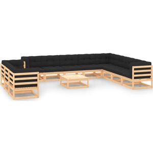 Minkurow - 12-tlg. Garten-Lounge-Set mit Kissen Massivholz Kiefer vidaXL
