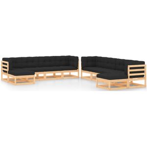vidaXL 10-tlg. Garten-Lounge-Set mit Kissen Massivholz Kiefer