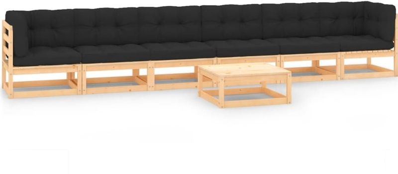 Vidaxl - 7-tlg. Garten-Lounge-Set mit Kissen Massivholz Kiefer