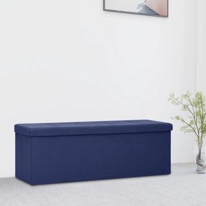 vidaXL - Opbergbank - Blauw - Kunstlinnen - Inklapbaar