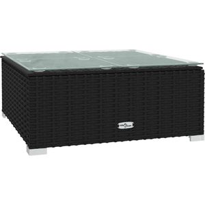 VidaXL Tuintafel 60x60x30 cm Poly Rattan en Glas Zwart