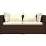 VidaXL Loungeset 3-delig met Kussens - Poly Rattan Bruin