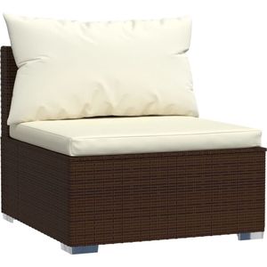 Tuincentrum bank met kussens poly rotan| vidaXL: houtkleur - bruin, polyesterkleur - crèmewit - 317504XL