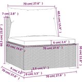 vidaXL Vierzitsbank met kussens poly rattan bruin