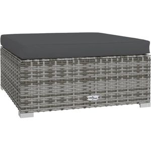 VidaXL Tuinvoetenbank met Kussen 70x70x30 cm - Poly Rattan Grijs