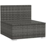 vidaXL Garten-Mittelsofa mit Kissen Grau Poly Rattan