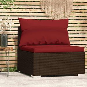 vidaXL - Tuinmiddenbank - met - kussens - poly - rattan - bruin