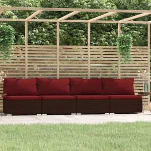 VidaXL Bank 4-zits met Kussens Poly Rattan Bruin