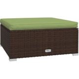 VidaXL Tuinvoetenbank met Kussen 70x70x30 cm - Poly Rattan Bruin