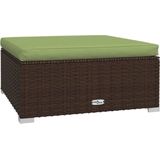 VidaXL Tuinvoetenbank met Kussen 70x70x30 cm - Poly Rattan Bruin