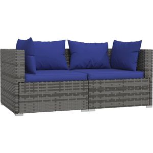 vidaXL-Tuinbank-2-zits-met-kussens-poly-rattan-grijs