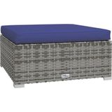 vidaXL Tuinvoetenbank met kussen 70x70x30 cm poly rattan grijs