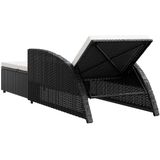 Sonnenliege mit Cremeweißer Auflage Poly Rattan Schwarz Vidaxl