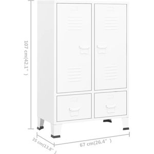 VidaXL Industriële Kledingkast 67x35x107 cm - Staal Wit