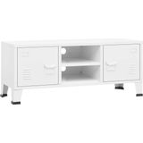 vidaXL-Tv-meubel-industrieel-105x35x42-cm-metaal-wit
