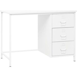 vidaXL-Bureau-industrieel-met-lades-105x52x75-cm-staal-wit