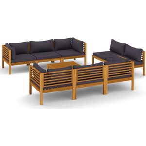 vidaXL 9-delige Loungeset met kussens massief acaciahout