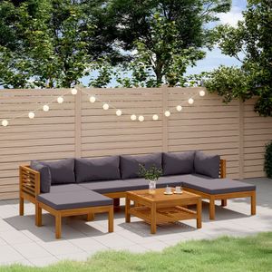 vidaXL 7-tlg. Garten-Lounge-Set mit Auflage Massivholz Akazie