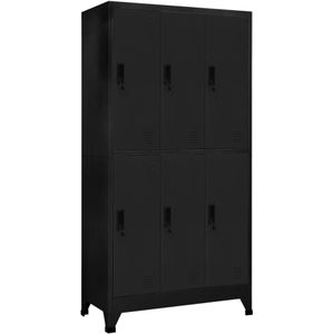 vidaXL Lockerkast - Zwart - Staal - Met Hanger en Afsluitbare Deuren