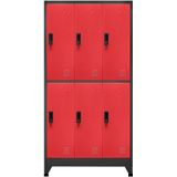 VidaXL Lockerkast 90x45x180 cm Staal Antracietkleurig en Rood