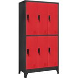 VidaXL Lockerkast 90x45x180 cm Staal Antracietkleurig en Rood