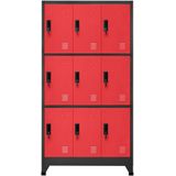 VidaXL Lockerkast 90x45x180 cm Staal Antracietkleurig en Rood