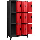 VidaXL Lockerkast 90x45x180 cm Staal Antracietkleurig en Rood