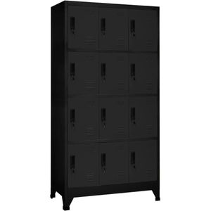 vidaXL Lockerkast 90x45x180 cm staal zwart