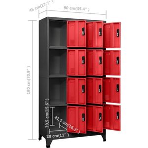 VidaXL-Lockerkast-90x45x180-cm-staal-antracietkleurig-en-rood