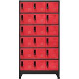 VidaXL Lockerkast 90x40x180 cm Staal Antracietkleurig en Rood