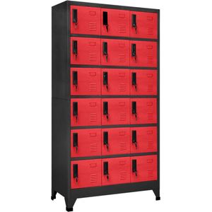 VidaXL Lockerkast 90x40x180 cm Staal Antracietkleurig en Rood